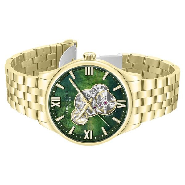 Kenneth Cole Automatic Automatic Green Dial Golden Stainless Steel Strap Watch For Men - image number 2