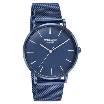 Sonata Poze Quartz Analog Blue Dial Blue Metal Strap Watch For Men