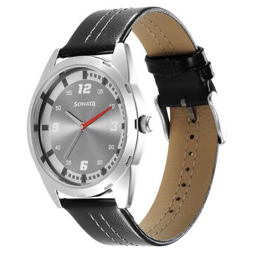 Sonata RPM Grey Dial Leather Strap Watch for Men