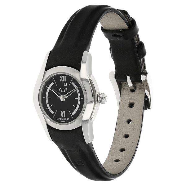 Xylys Swiss Analog Black Leather Strap and Black Dial Watch For Women - image number 1