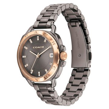 Coach Quartz Analog with Date Grey Dial Stainless Steel Strap Watch for Women