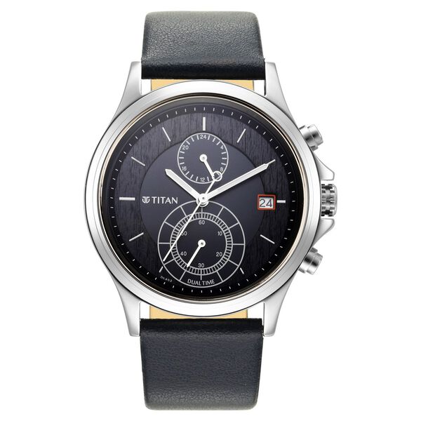 Titan Workwear Blue Dial Dual Time Leather Strap watch for Men - image number 1