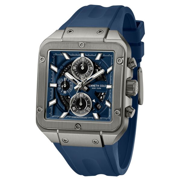 Kenneth Cole Quartz Chronograph Blue Dial Blue Silicone Strap Watch For Men - image number 1