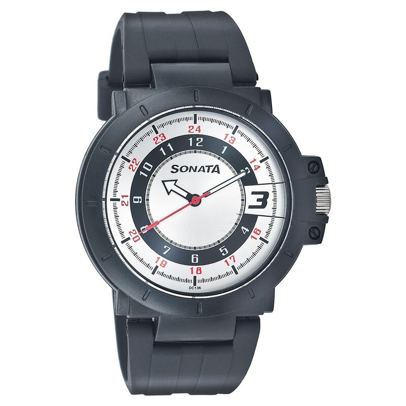 Sonata Quartz Analog Black Dial Strap Watch for Men