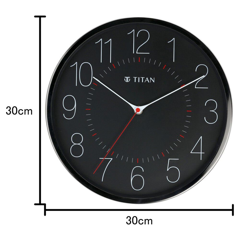 Buy Online Titan Metallic Black Wall Clock with Slim Hands 30 cm x 30 cm Medium nsw0007ma01a Titan