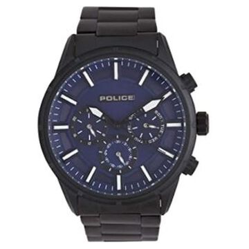 Police Quartz Multifunction Blue Dial Metal Strap Watch for Men