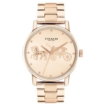 Coach Quartz Analog Rose Gold Dial Stainless Steel Strap Watch for Women