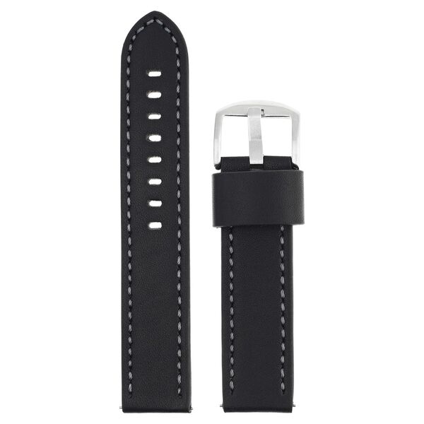 22 mm Black Genuine Leather Straps for Men - image number 0