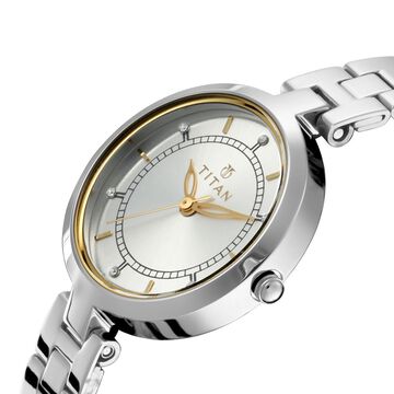 Titan Bandhan Quartz Analog Silver Dial Silver Stainless Steel Strap Watch For Couple