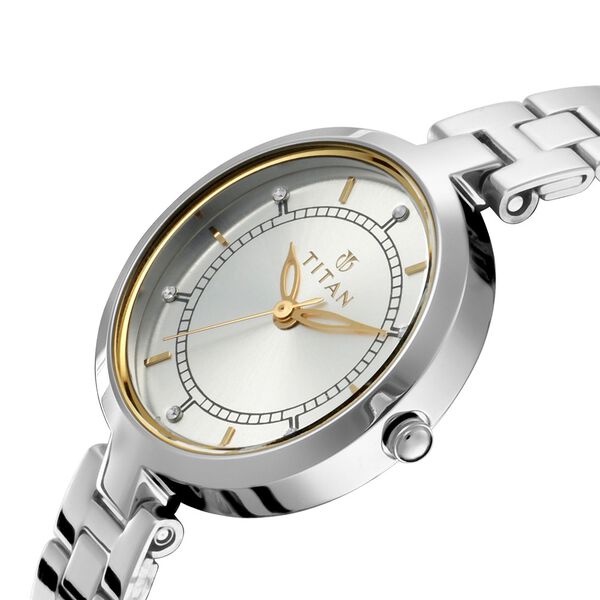 Titan Bandhan Quartz Analog Silver Dial Silver Stainless Steel Strap Watch For Couple - image number 2