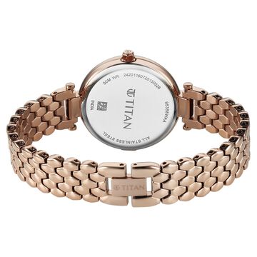 Titan Eminence Quartz Analog Silver Dial Rose Gold Strap Watch For Women