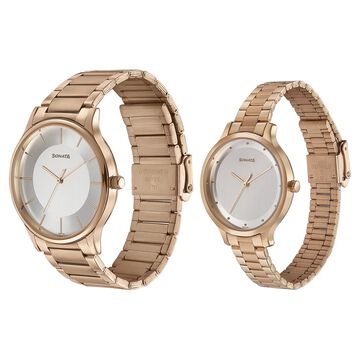 Sonata Modern Bandhan Quartz Analog Silver Dial Stainless Steel Strap Watch for Couple