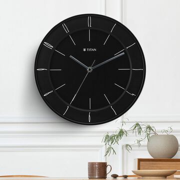 Titan Contemporary Black Wall Clock with Domed Glass - 27 cm x 27 cm (Small)