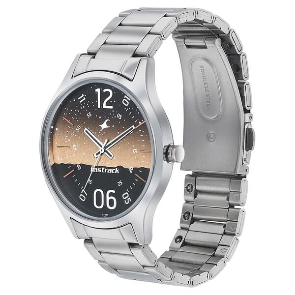 Fastrack Space Rover Quartz Analog Brown Dial Stainless Steel Strap Watch for Guys - image number 2