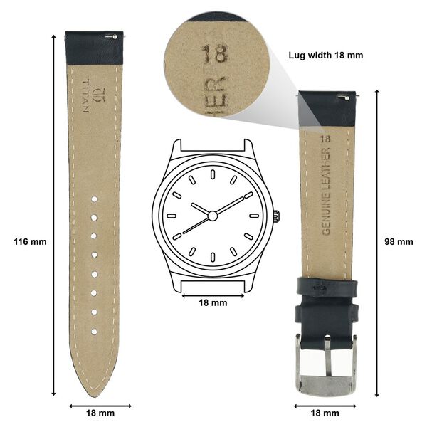 18 mm Blue Genuine Leather Strap for Men - image number 1