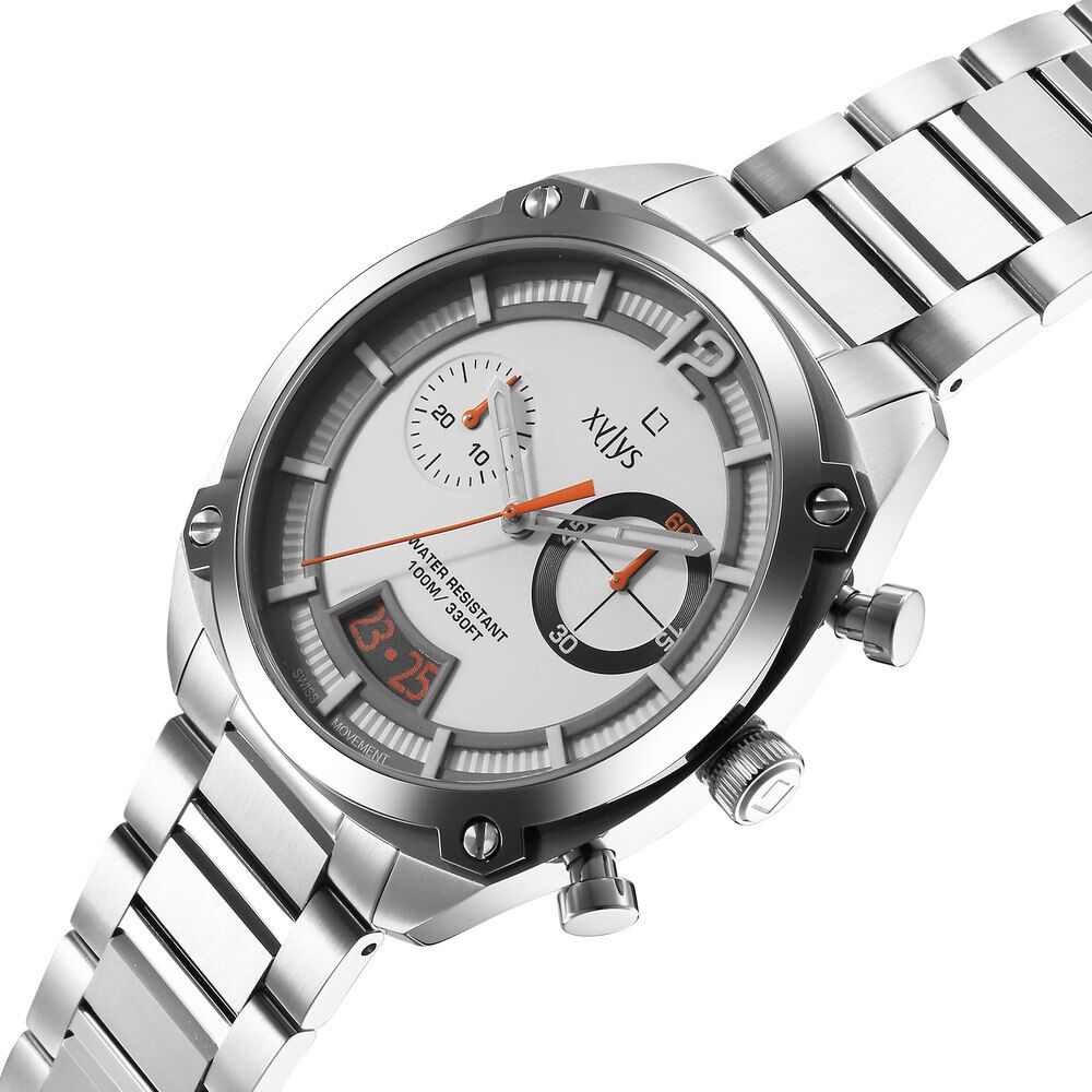 Buy Online Xylys Swiss Chronograph Silver Stainless Steel Strap