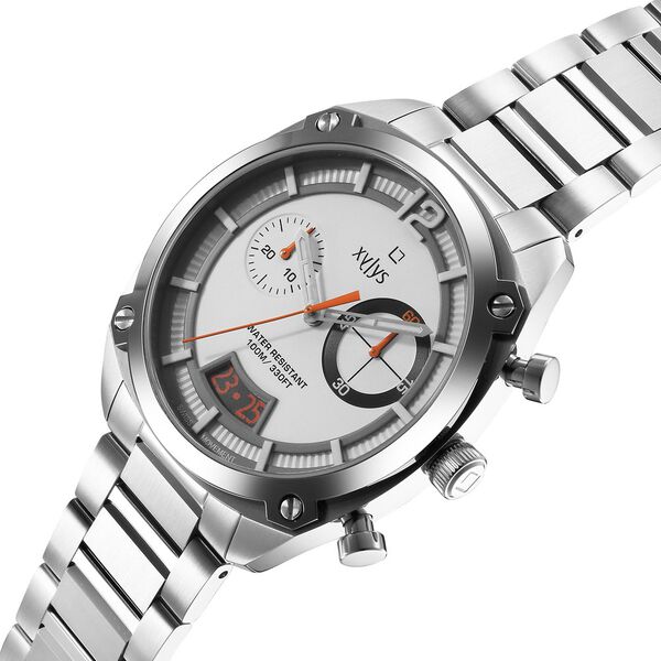 Xylys Swiss Chronograph Silver Stainless Steel Strap White Dial Watch For Men - image number 2