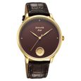 Sonata Sonata Gold Quartz Analog Sacred Forest Green With Gold Coin Dial Black Leather Strap Watch For Men