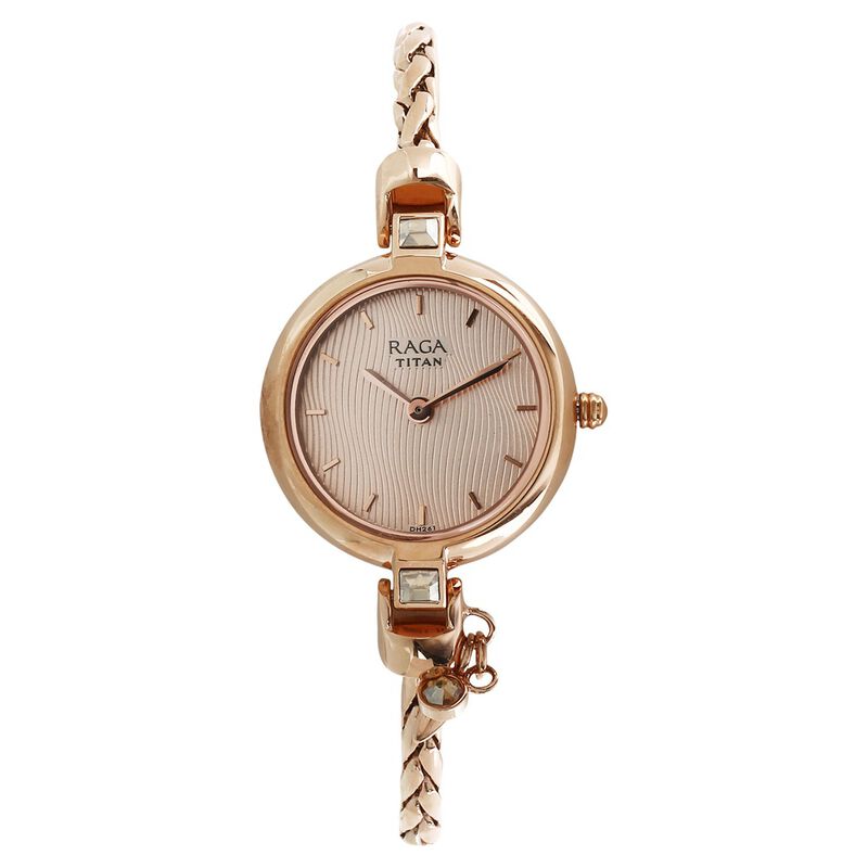 Titan Raga Espana Rose Gold Dial Women Watch With Metal Strap