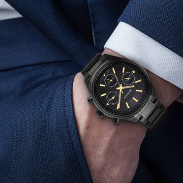 Titan Regalia Opulent Multifunction Black Dial Black Stainless Steel Strap Watch For Men
