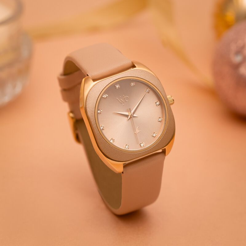 Vyb Muse By Fastrack Quartz Analog Pink Dial Leather Strap Watch For Girls