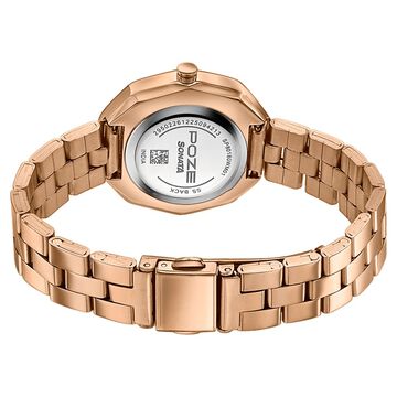 Poze By Sonata Quartz Analog Grey Dial Rose Gold Stainless Steel Strap Watch For Women