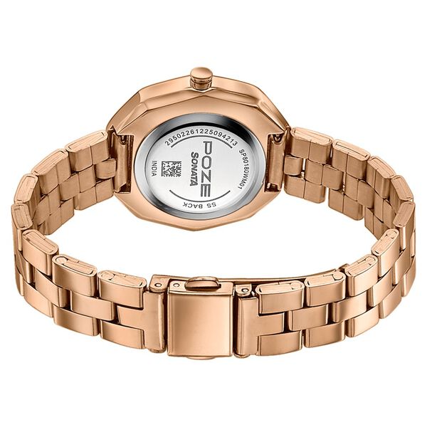 Poze By Sonata Quartz Analog Grey Dial Rose Gold Stainless Steel Strap Watch For Women - image number 6
