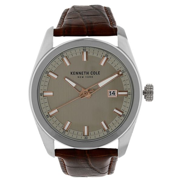 Kenneth Cole Quartz Analog Grey Dial Leather Strap Watch for Men - image number 0