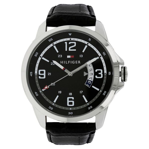 Tommy Hilfiger Quartz Analog Black Dial Leather Strap Watch for Men - image number 0