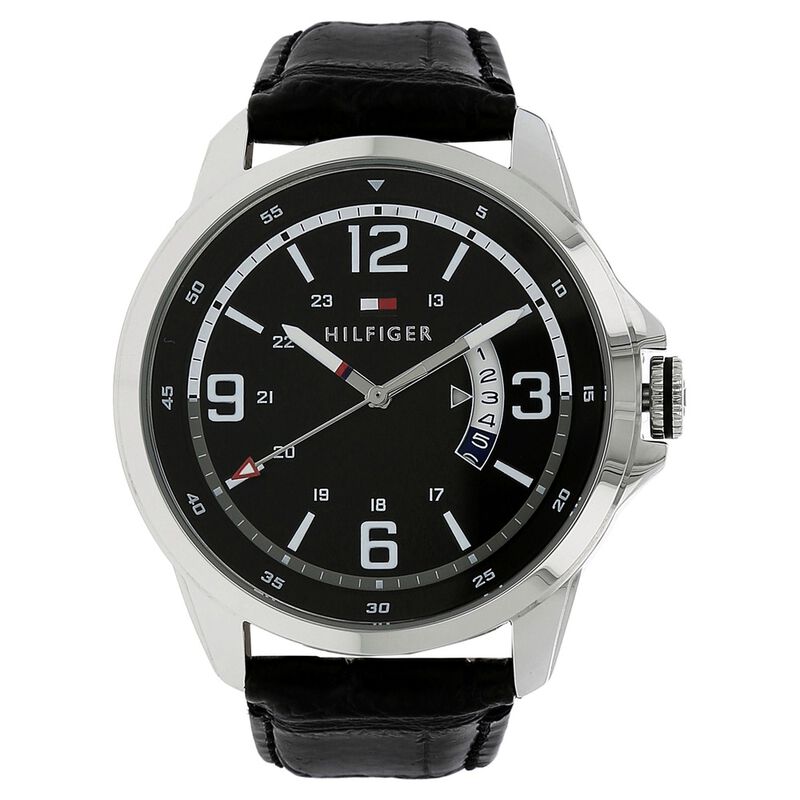 Tommy Hilfiger Quartz Analog Black Dial Leather Strap Watch for Men