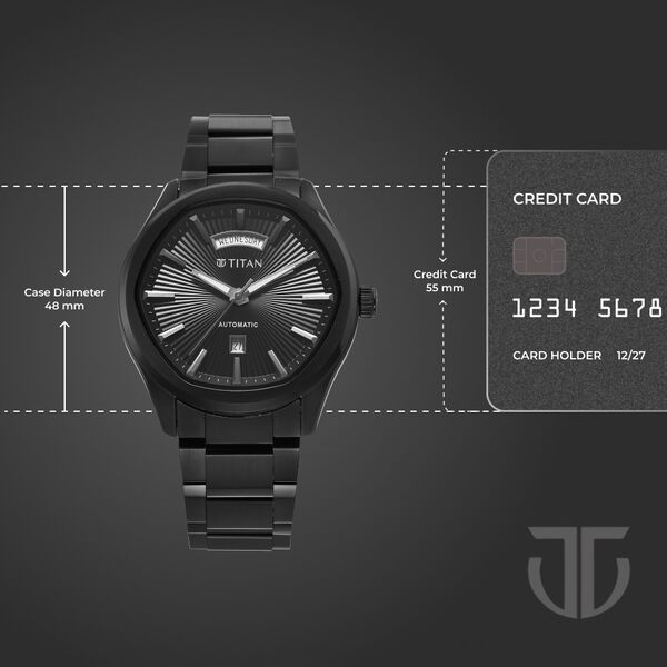 Titan Astral Concealed Automatic Analog with Black Dial Black Stainless Steel Strap Watch for Men - image number 3