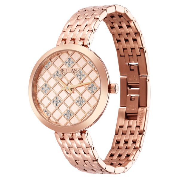 Titan Purple Unending Beauty Rose Gold Dial Women Watch With Stainless Steel Strap - image number 2