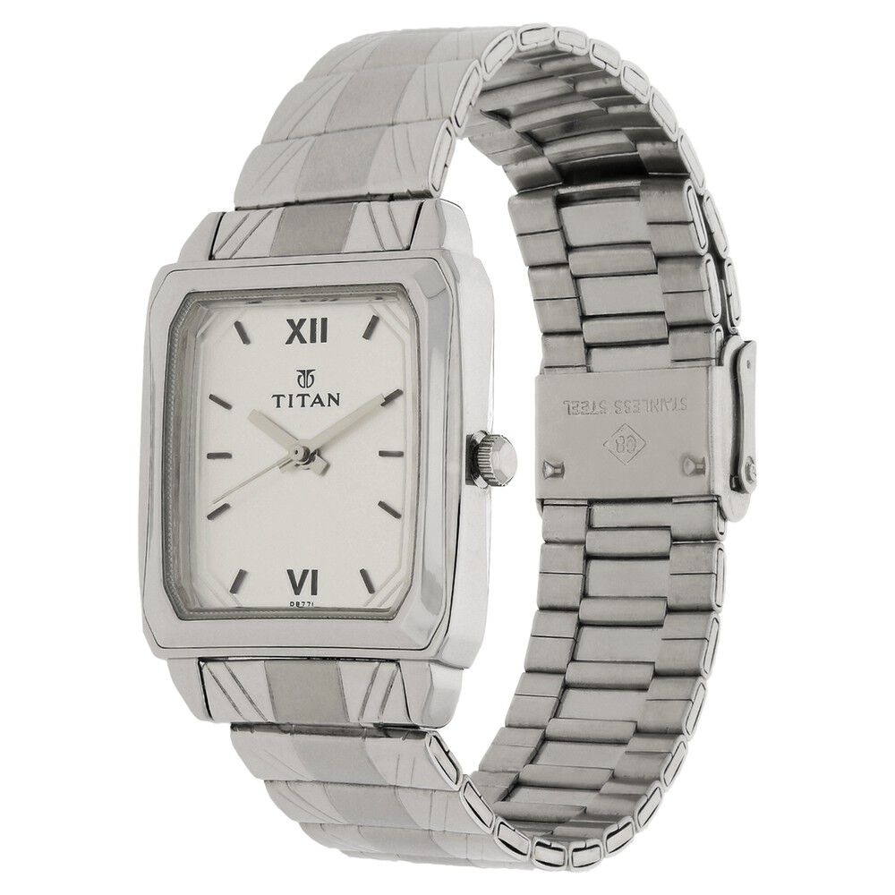 Buy Online Titan Quartz Analog Silver Dial Stainless Steel Strap Watch for Men nl1581sm01 Titan