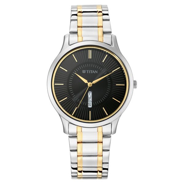 Titan Quartz Analog with Day and Date Black Dial Metal Strap Watch for Men - image number 1