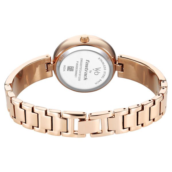 Fastrack Vyb Starlet Quartz Analog White Dial Rose Gold Color Metal Strap Watch For Girls - image number 5