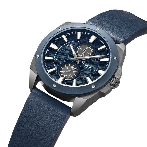 Kenneth Cole Quartz Multifunction Blue Dial Leather Strap Watch for Men - image number 1
