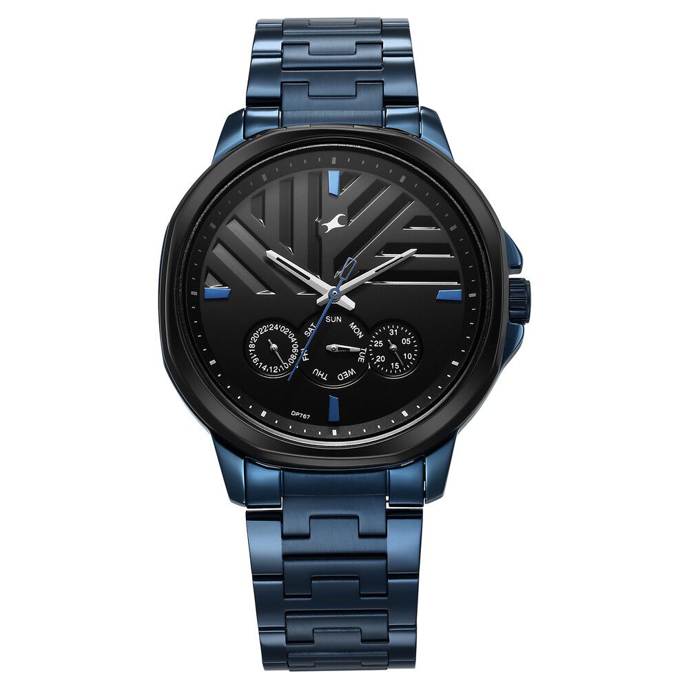 Buy Online Fastrack Fleek Quartz Multifunction Black Dial Stainless Steel Strap Watch for Guys 3303km03 Titan