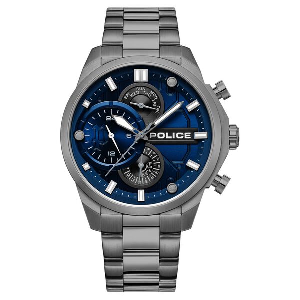 Police Quartz Multifunction Blue Dial Grey Stainless Steel Strap Watch for Men - image number 0
