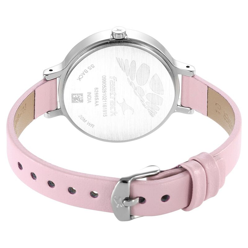 Buy Online Fastrack Stunners Quartz Analog Pink Dial Leather Strap
