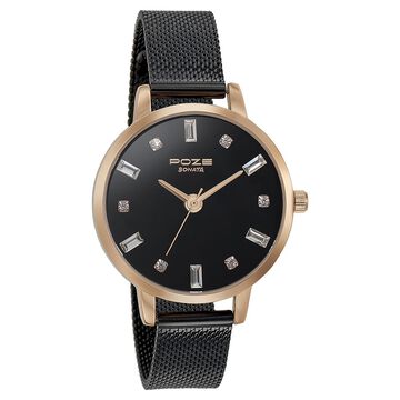 Sonata Poze Quartz Analog Black Dial Mesh Strap Watch for Women