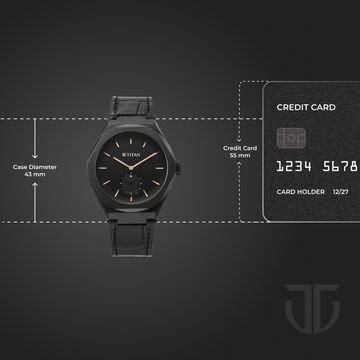 Titan Contour Analog with Small Second and Black Dial Black Leather Strap Watch for Men