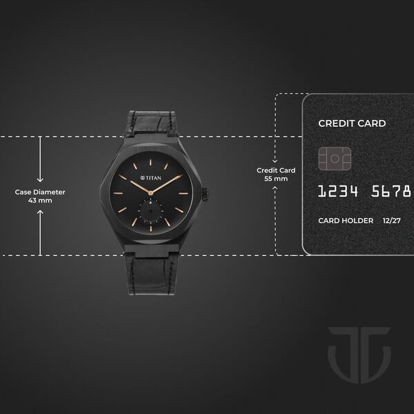 Titan Contour Analog with Small Second and Black Dial Black Leather Strap Watch for Men - image number 3