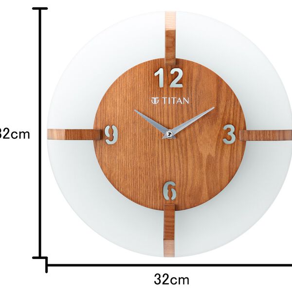 Titan Wood & Glass Fusion Wall Clock - 32 cm x 32 cm (Medium) - image number 5