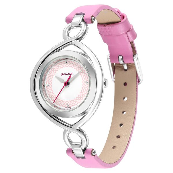 Sonata Alloys Rose Gold Dial Women Watch With Leather Strap - image number 1