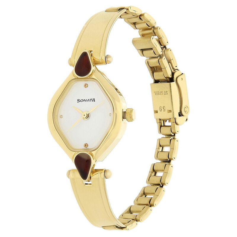 Sonata Quartz Analog White Dial Stainless Steel Strap Watch for Women - image number 1