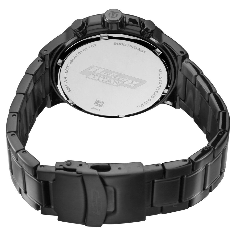 Buy Online Titan Quartz Analog Black Dial Stainless Steel Strap
