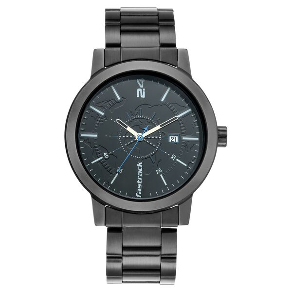 Fastrack Tripster Quartz Analog with Date Black Dial Stainless Steel Strap Watch for Guys - image number 2