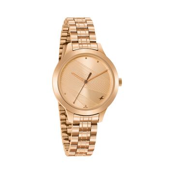 Fastrack Stunners Quartz Analog Rose Gold dial Stainless Steel Strap Watch for Girls
