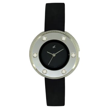 Fastrack Quartz Analog Black Dial Leather Strap Watch for Girls