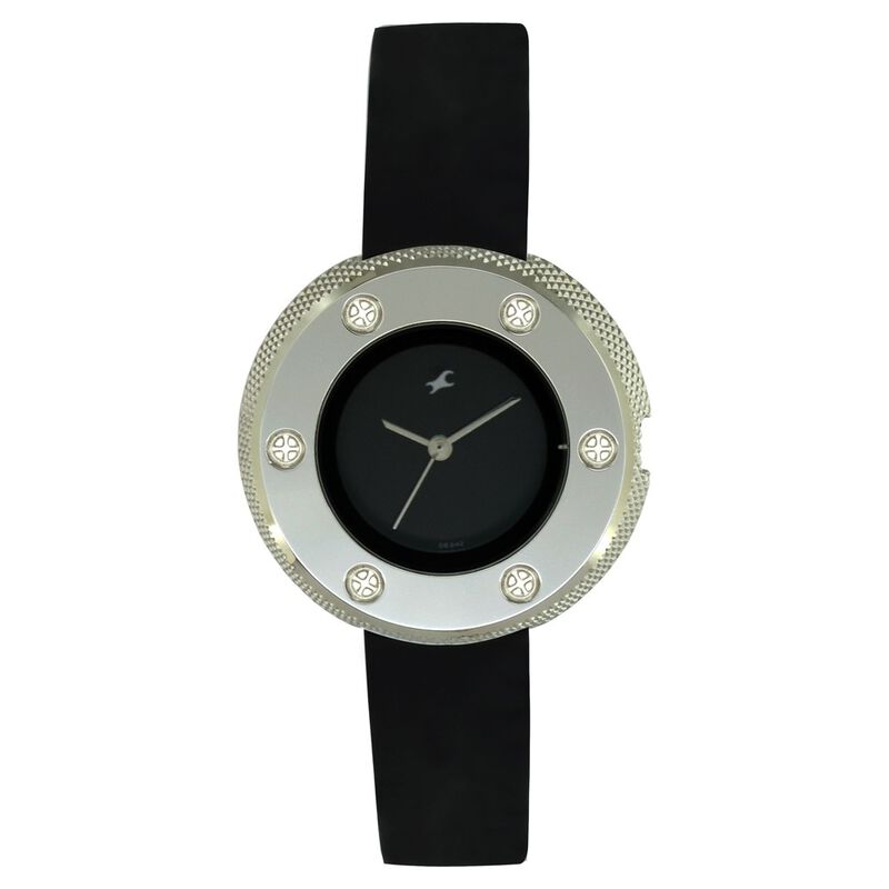 Fastrack Quartz Analog Black Dial Leather Strap Watch for Girls